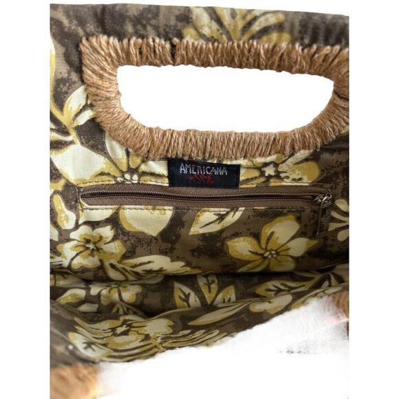 Vintage Americana Floral Woven Straw Clutch With Matching Coin Purse - Picture 5 of 8